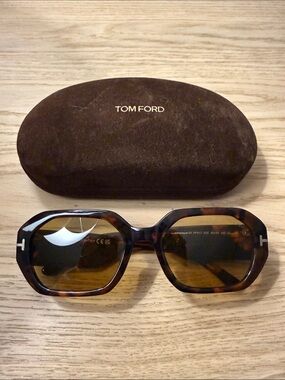 Tom Ford Tortoiseshell Veronique Octagon Sunglasses - Brown/Amber Lenses